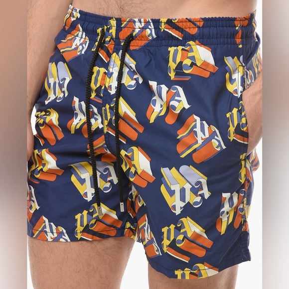 PALM ANGELS X VILBREQUIN MONOGRAMMED LOGO SWIM SHORTS SIZE S - Picture 2 of 15